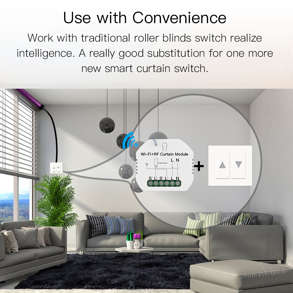 Smart WiFi RF433 1-Gang-Vorhang-Jalousie-Schaltermodul für Rollladen